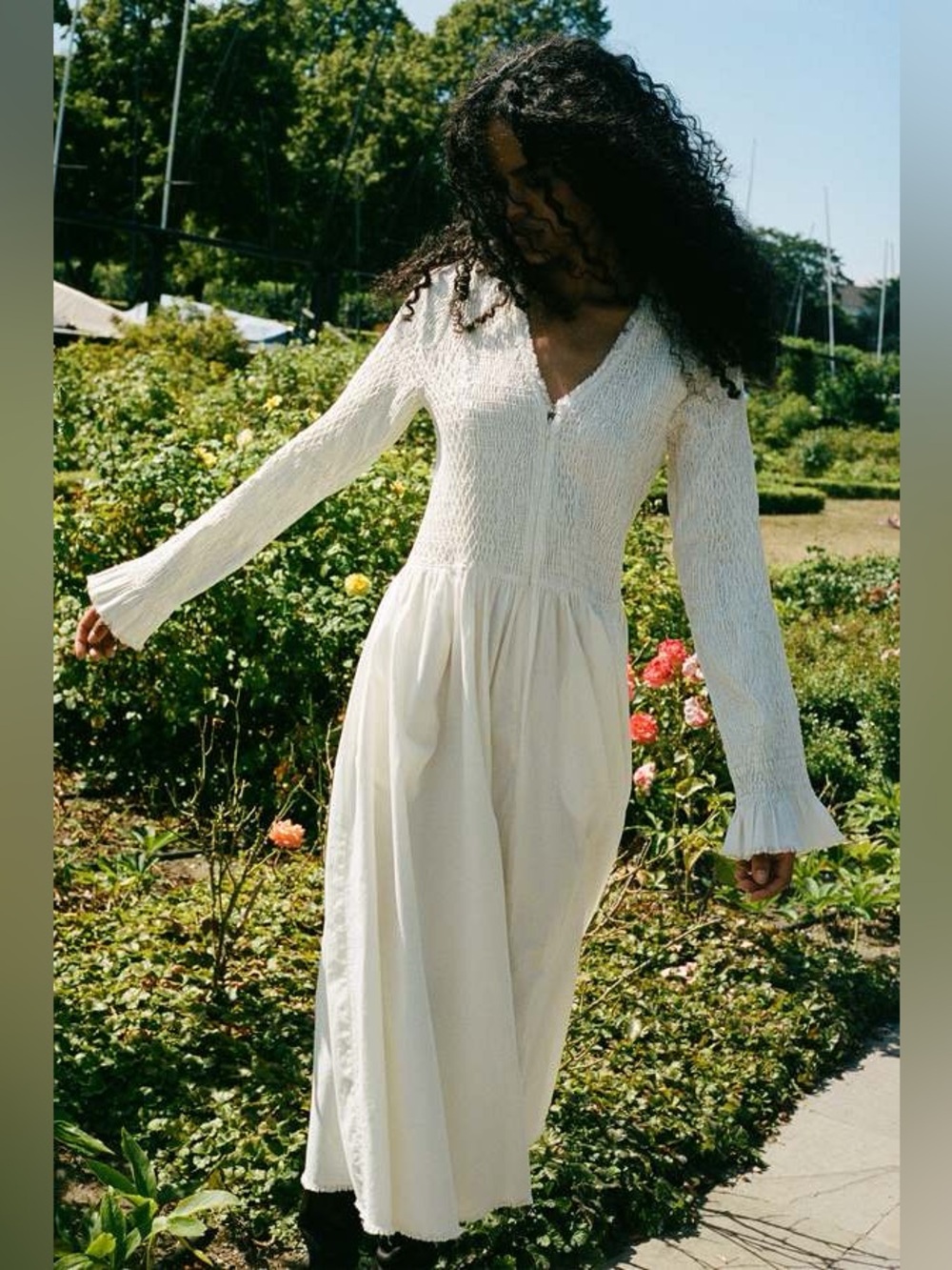 Sea New York Cream Long-Sleeve Midi Dress